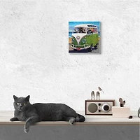 Stupell Industries Dogs Driving Retro Van Summer Beach Trip Wood Wall Plaque