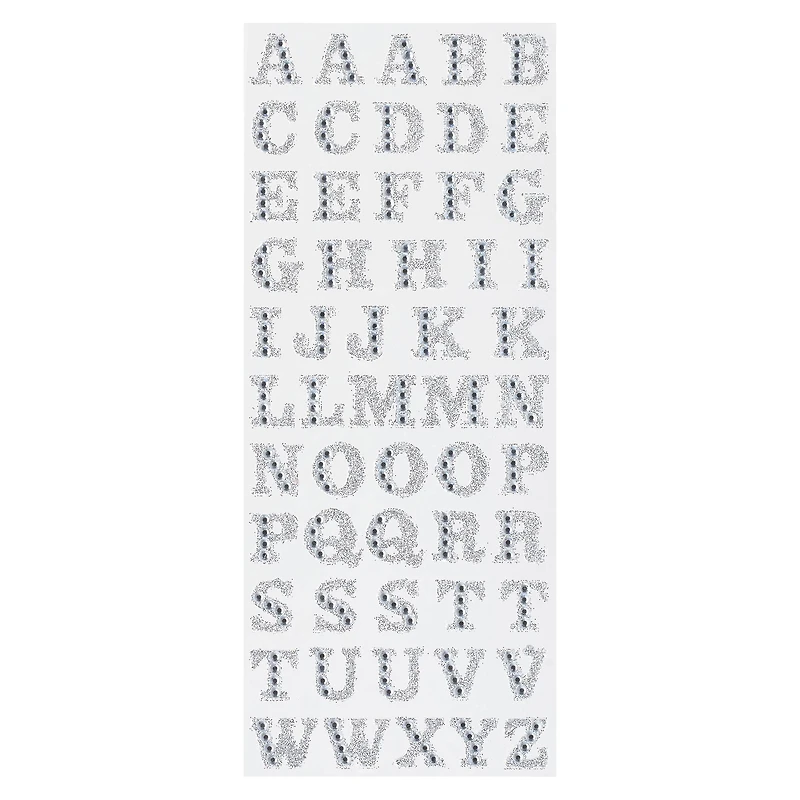 Silver Glitter Rhinestone Alphabet Stickers by Recollections™ 