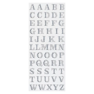 Silver Glitter Rhinestone Alphabet Stickers by Recollections™ 