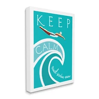 Stupell Industries Keep Calm Swim On Phrase Female Diver Blue Wave Canvas Wall Art