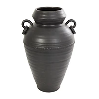 20" Black Ceramic Speckled Textured Amphora Vase