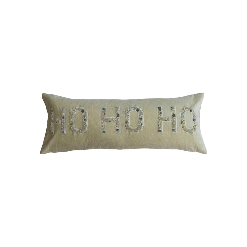 Hello Honey® 32" Ho Ho Ho Cotton Velvet Lumbar Pillow