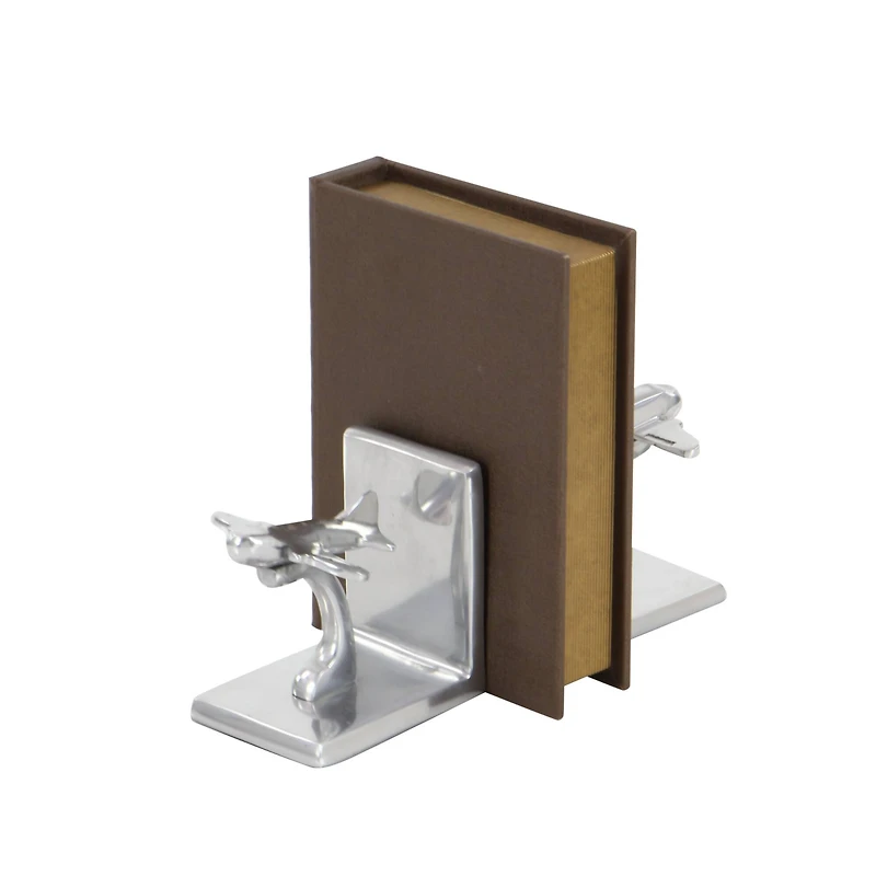 5" Silver Aluminum Contemporary Plane Bookends