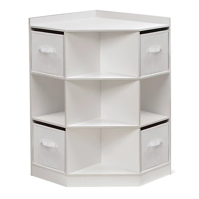 Badger Basket White Corner Cubby Storage Unit With Reversible Baskets