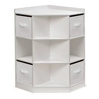 Badger Basket White Corner Cubby Storage Unit With Reversible Baskets