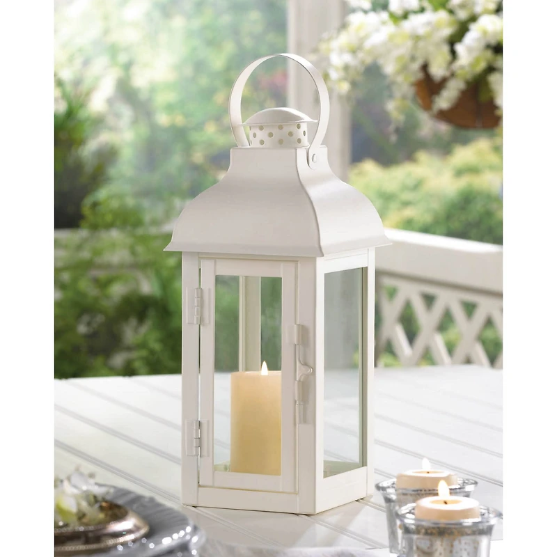 12.75" Gable White Lantern