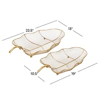 Set of 2" Gold Metal Traditional Tray 23", 19"