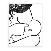 Stupell Industries Mother Nursing Child Portrait Minimal Black White Wall Plaque Art