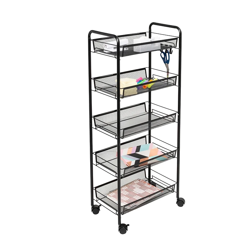 Honey Can Do Black 5-Tier Rolling Storage Cart