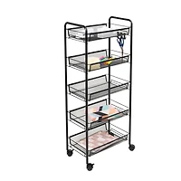Honey Can Do Black 5-Tier Rolling Storage Cart