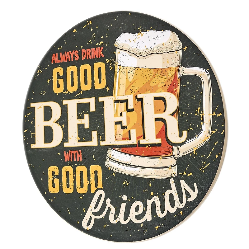 American Art Decor Good Beer, Good Friends Round MDF Wall Plaque - 20" x 20" x 0.35"