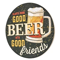 American Art Decor Good Beer, Good Friends Round MDF Wall Plaque - 20" x 20" x 0.35"