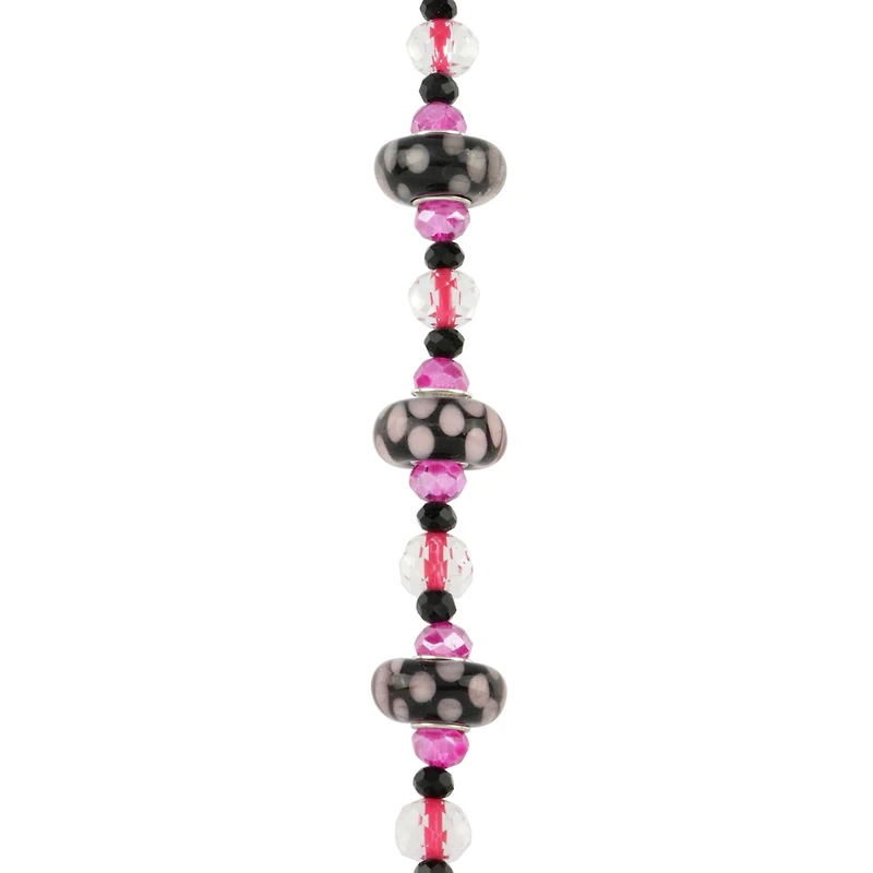 Fuchsia Lampwork Glass Dot Rondelle Beads by Bead Landing™