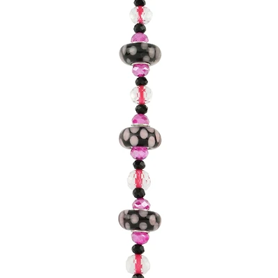 Fuchsia Lampwork Glass Dot Rondelle Beads by Bead Landing™