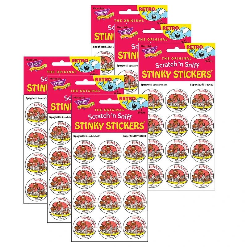 TREND Enterprises® Super Stuff! Spaghetti Scented Stickers, 6 Packs of 24
