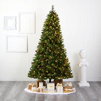 8ft. Pre-Lit Aberdeen Spruce Artificial Christmas Tree, Clear LED Lights