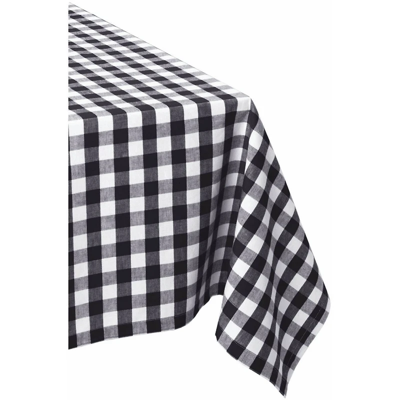 DII® 84" Black & White Checkers Tablecloth