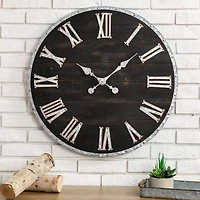Glitzhome® 27.5" Oversized Farmhouse Wooden & Galvanized Wall Clock