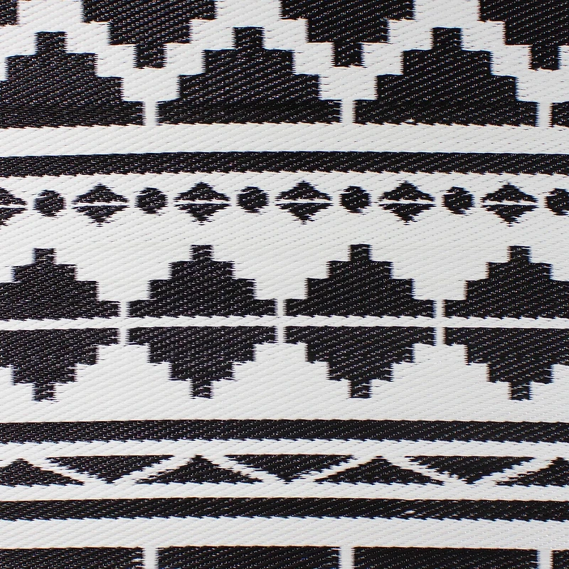 Black & White Aztec Design Rectangular Outdoor Area Rug, 4ft. x 6ft.