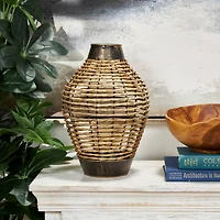 16" Brown Seagrass Handmade Twisted Vase