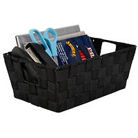 Simplify Small Black Woven Storage Shelf Baskets, 2ct.