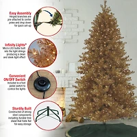 7.5ft. Pre-Lit True Gold Metallic Artificial Christmas Tree, Clear LED Infinity Lights®