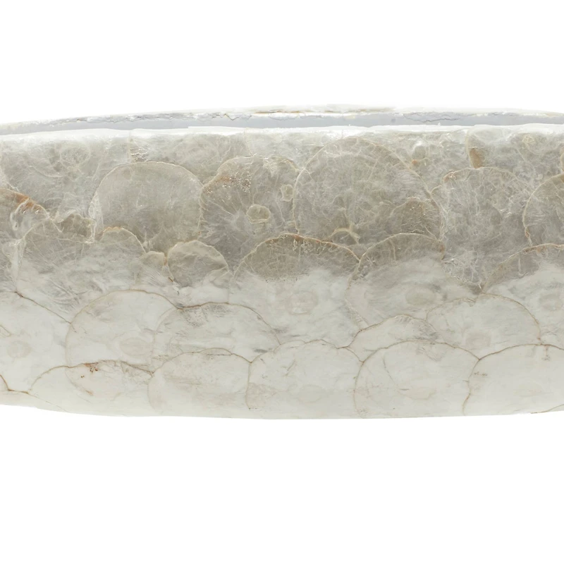 36'' White Resin & Shell Coastal Decorative Bowl