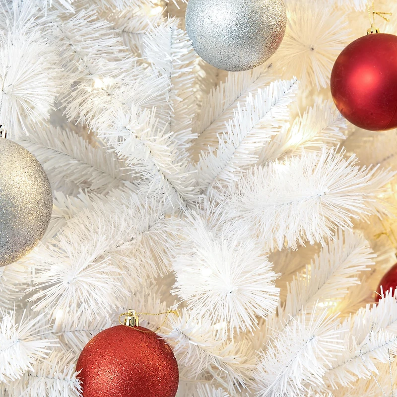 10ft. Pre-Lit White Slim Artificial Christmas Tree, Warm White Lights