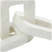 13.5" White Marble Geometric Chain Link Sculpture Décor