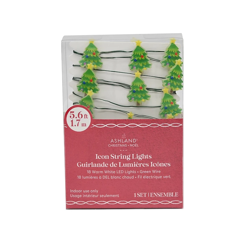 18ct. Warm White LED Christmas Tree String Lights on Green Wire by Ashland®