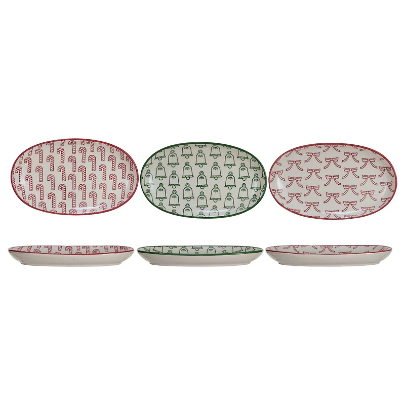 Hello Honey® 8.5" Holiday Pattern Stoneware Plate Set