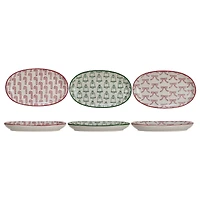 Hello Honey® 8.5" Holiday Pattern Stoneware Plate Set