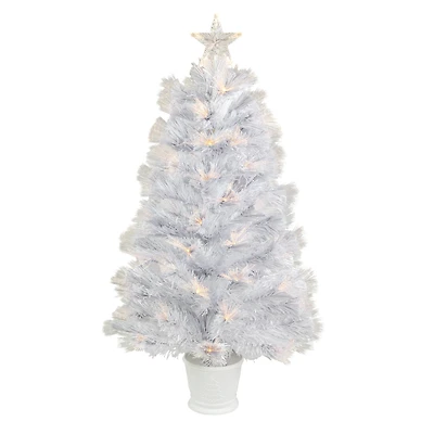 3ft. Pre-Lit Fiber Optic White Artificial Christmas Tree, Warm White Lights