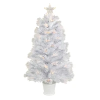 3ft. Pre-Lit Fiber Optic White Artificial Christmas Tree, Warm White Lights