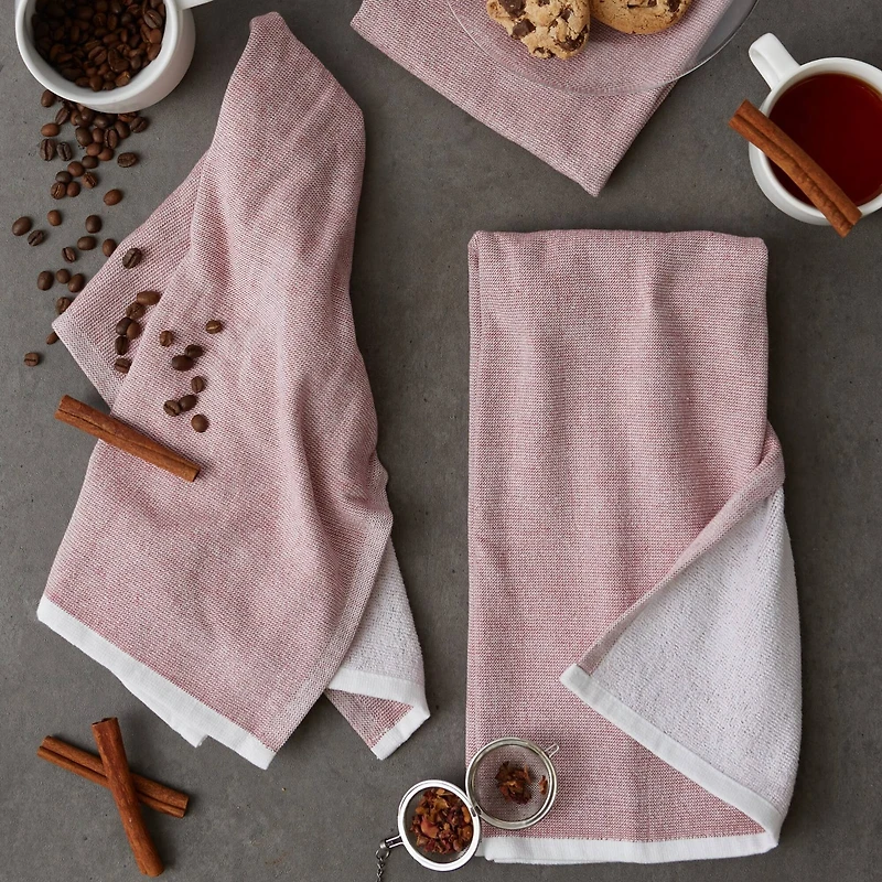 DII® Barn Red Chambray Terry Dishtowels, 3ct.