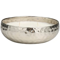 20oz. White Sage Scented White 3 Wick Candle in Hammered Silver Bowl