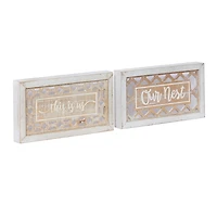 Set of 2 Beige Wood Farmhouse Sign Wall Decor, 12.25" x 7"