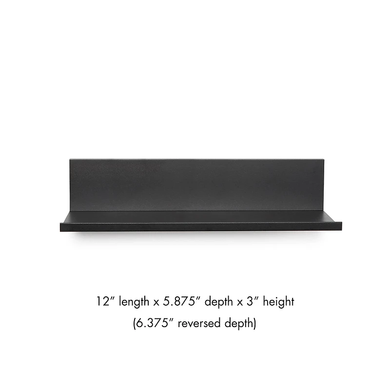 HangZ™ Black Reversible No Stud Floating Shelf