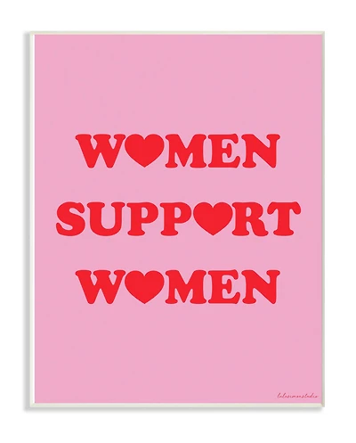 Stupell Industries lulusimonSTUDIO Pink & Red Hearts Women Support Women Typography Wall Plaque