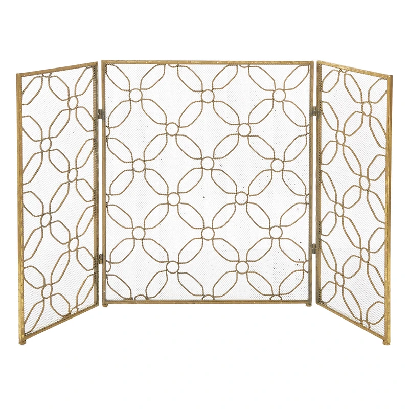 Gold Metal Contemporary Fireplace Screen