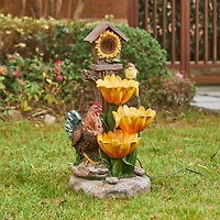 Glitzhome® 28.5" Farmhouse Sunflowers & Birdhouse Outdoor Fountain