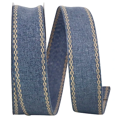 JAM Paper 1.5" x 20yd. Wired Denim Stewart Linen Ribbon
