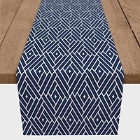 Navy Diamonds Outdoor Table Runner