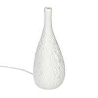 Hello Honey® 12.5" White Debossed Stoneware Bisque Table Lamp with Inline Switch