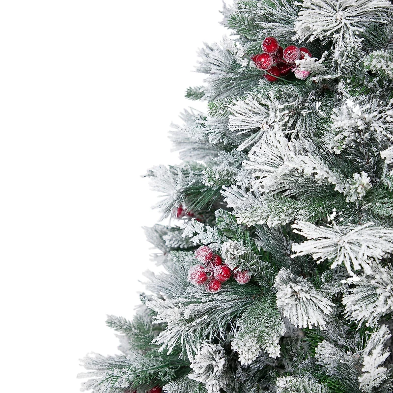 6.5ft. Unlit Real Touch™ Heavily Flocked Whittaker Spruce Full Artificial Christmas Tree with Frosted Red Berries