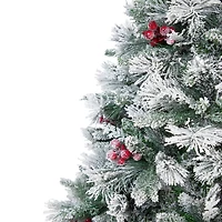 6.5ft. Unlit Real Touch™ Heavily Flocked Whittaker Spruce Full Artificial Christmas Tree with Frosted Red Berries