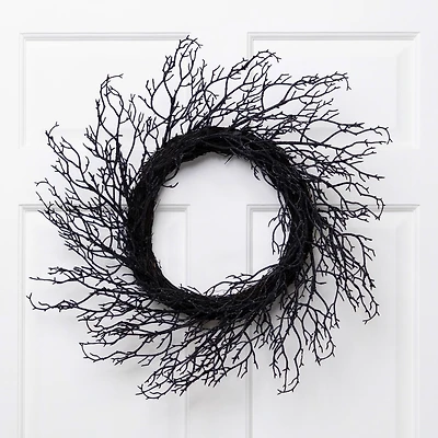24" Black Halloween Twig Wreath