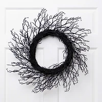 24" Black Halloween Twig Wreath