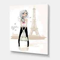 Designart - Cute Girl By The Tour Eiffel In Paris