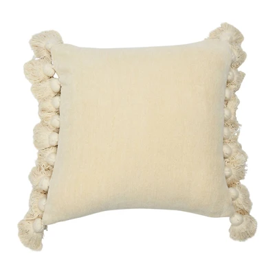 Hello Honey® Cream Chenille Throw Pillow with Tassels